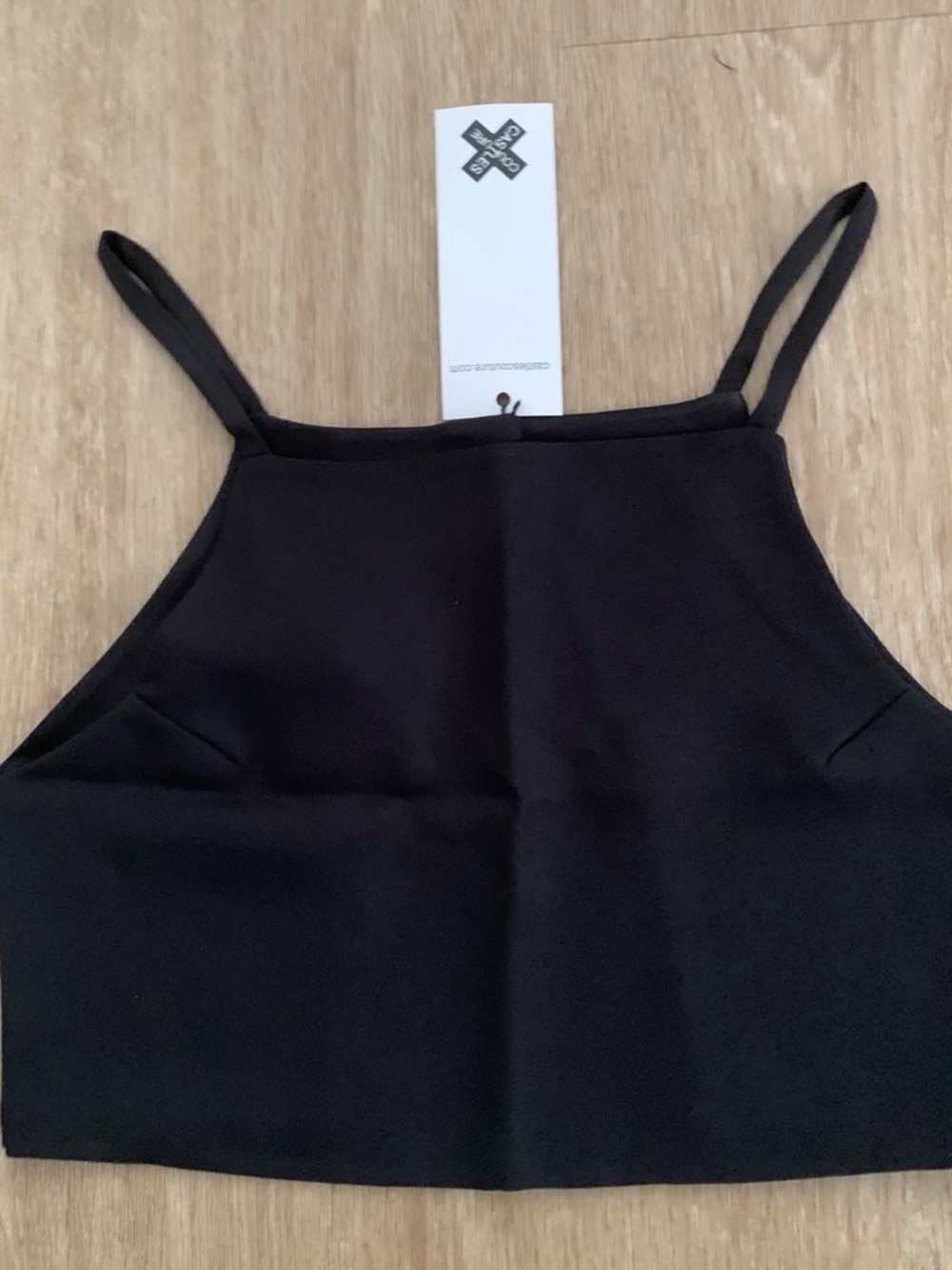 Black Women's Cropped Camisole Tank Top